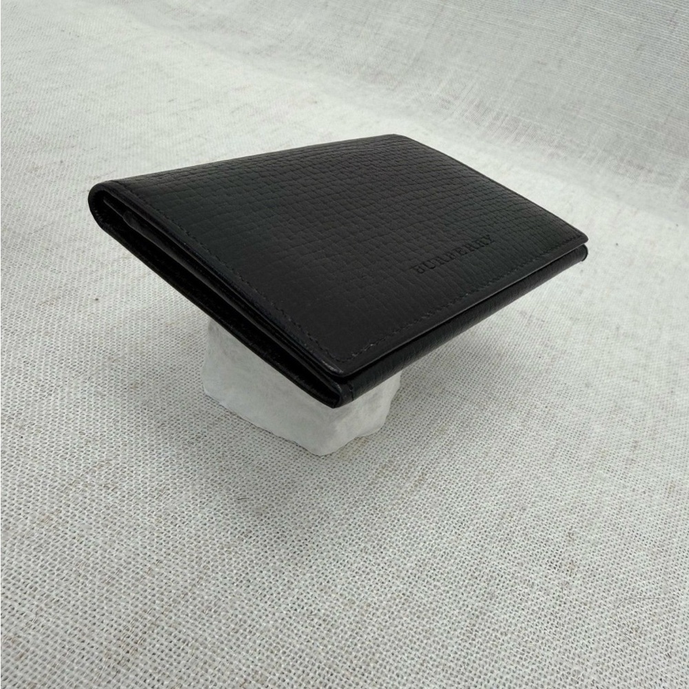 Burberry Black Leather Nova Check Card Case Wallet Slim Bifold COA - Picture 7 of 7